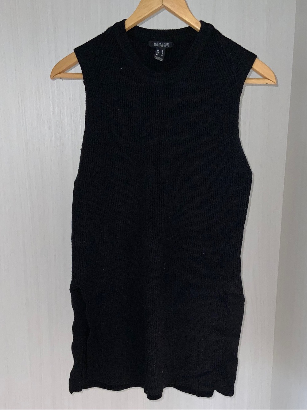 Revamped Black Sleeveless Knit Top